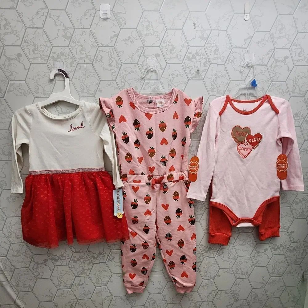 Nwt Valentine's Day Baby Girl's Clothes Bundle, Size 24 months